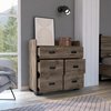 Tuhome Alyn Dresser, Four Legs, Four Drawers, One Double Drawer, Superior Top, Dark Brown CLB7153